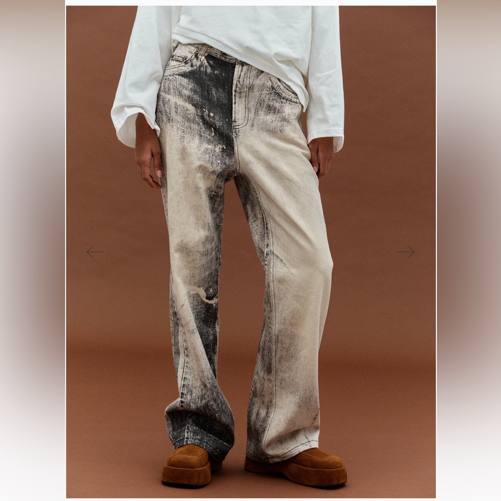 Source unknown distressed look boyfriend jeans wide leg